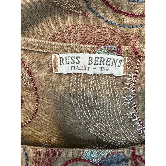 Russ Berens vintage brown embroidered tank top size Small - Picture 3 of 9